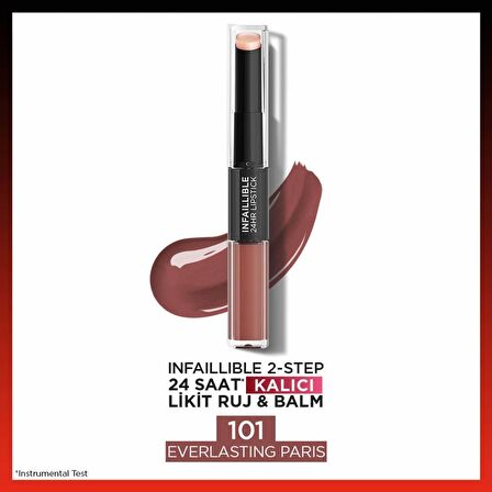 L'Oréal Paris Infaillible 2-Step 24 Saat Kalıcı Likit Ruj & Balm - 101 Everlasting Paris