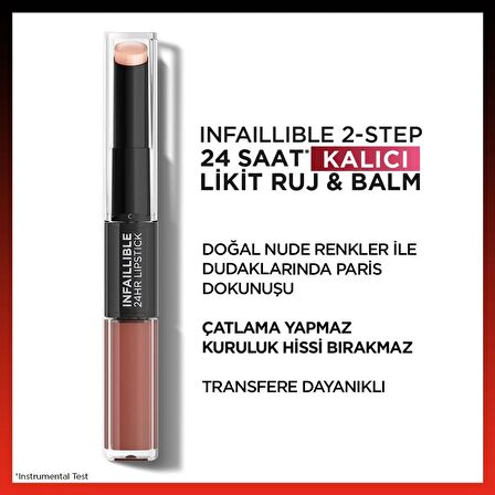 L'Oréal Paris Infaillible 2-Step 24 Saat Kalıcı Likit Ruj & Balm - 101 Everlasting Paris