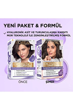 L'Oréal Paris Excellence Cool Creme 5.11 Ekstra Küllü Açık Kahve Saç Boyası