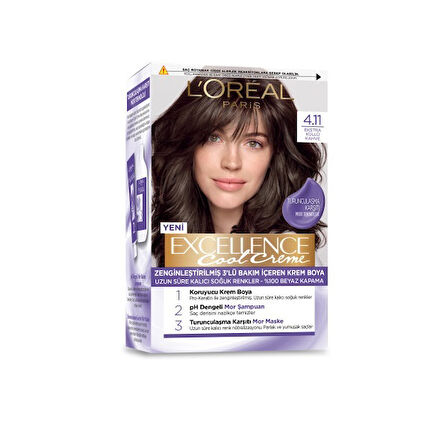 Loreal Paris Excellence Cool Creme Saç Boyası 4.11 Ekstra Küllü Kahve