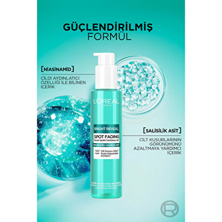 L'Oréal Paris Bright Reveal Cilt Kusuru İzi Karşıtı, Serum İçerikli Temizleme Jeli Niasinamid+Salisilik Asit 150 ml