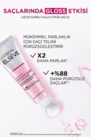 Elseve Glycolic Gloss Mükemmel Parlaklık Şampuan 200ml + Saç Kremi 150ml+ Laminasyon Bakım 200ml 3'lü Saç Bakım Seti