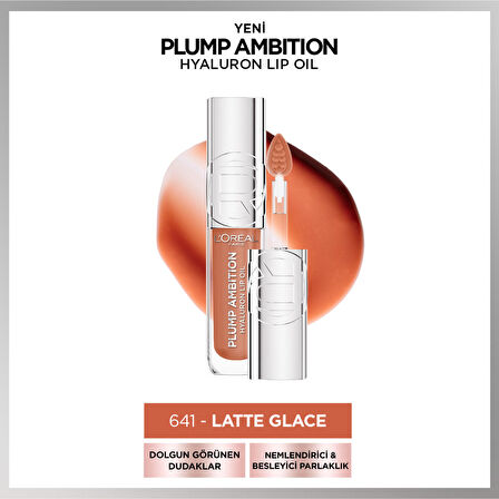 L'Oréal Paris Plump Ambition Hyaluron Lip Oil Besleyici ve Nemlendirici Dudak Parlatıcısı - 641 Latte Glace