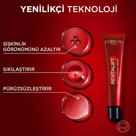 L'Oréal Paris Revitalift Lazer Eyebag Instant Eraser Göz Altı Torba Görünümüne Karşı Etkili Göz Kremi 15ml