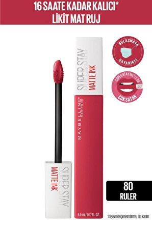 Likit Mat Ruj - SuperStay Matte Ink Liquid Lipstick 80 Ruler 3600531469481