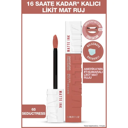 Maybelline New York Super Stay Matte Ink Unnude Likit Mat Ruj - 65 Seductress - Nude