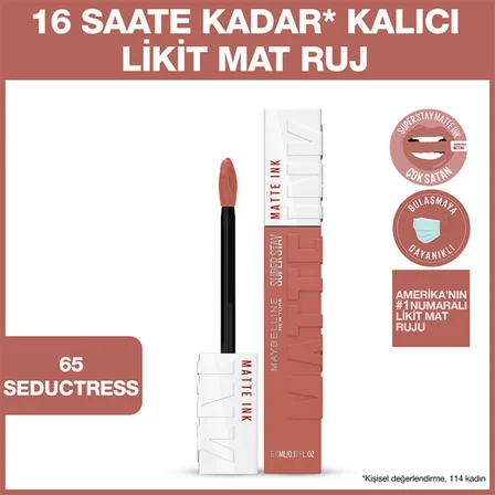 Maybelline New York Super Stay Matte Ink Unnude Likit Mat Ruj - 65 Seductress - Nude