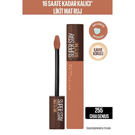 Maybelline New York Super Stay Matte Ink Likit Mat Ruj - 255 Chai Genius
