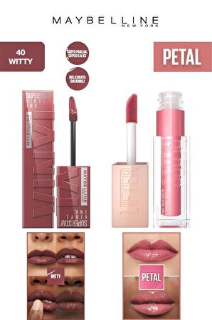 Maybelline Dudak Dolgunlaştırıcı Parlatıcı Kalıcı Işıltılı Dudaklar Nemlendirici Lip Gloss Seti 40 Witty-005 Petal