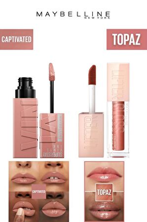 Maybelline Dudak Dolgunlaştırıcı Parlatıcı Kalıcı Işıltılı Dudaklar Nemlendirici Lip Gloss Seti 95 Captivated-009 Topaz