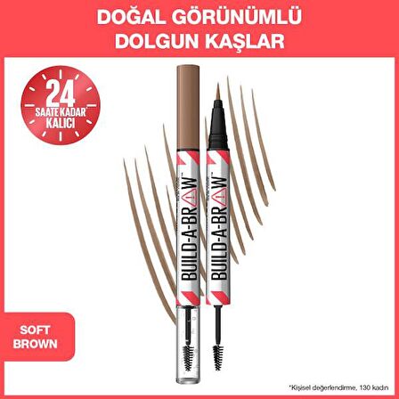 Maybelline New York Build a Brow 2in1 Kaş Kalemi ve Jeli Soft Brown 255