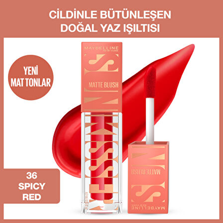 Maybelline New York Sunkisser Hazy Matte Likit Allık - 36 Spicy Red