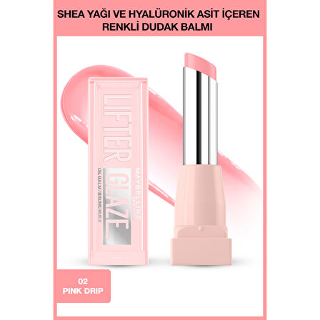 Maybelline New York Lifter Glaze Shea Yağı ve Hyalüronik Asit içeren Renkli Dudak Balmı - 02 Pink Drip
