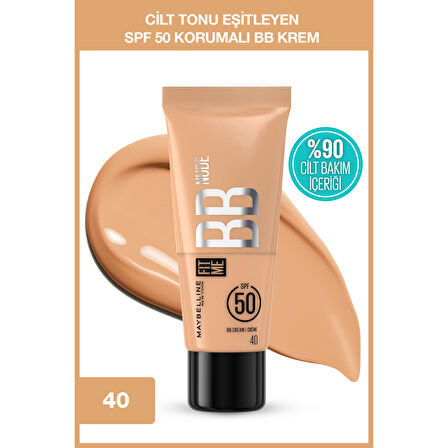 Maybelline New York Fit Me Nude Cilt Bakımı Etkili Nemlendirici SPF50 BB Krem - 40