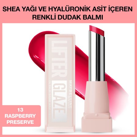 Maybelline New York Lifter Glaze Shea Yağı ve Hyalüronik Asit İçeren Nemlendirici Renkli Dudak Balmı - 13 Raspberry
