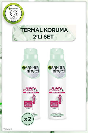 2'li Mineral Termal Koruma Sprey Kadın Deodorant Seti, 72 Saat Etkili