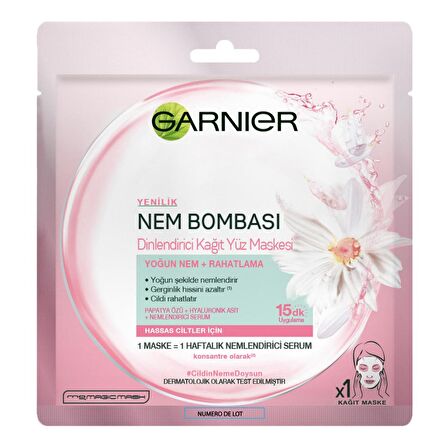 Garnier Nem Bombası Dinlendirici Kağıt Maskesi