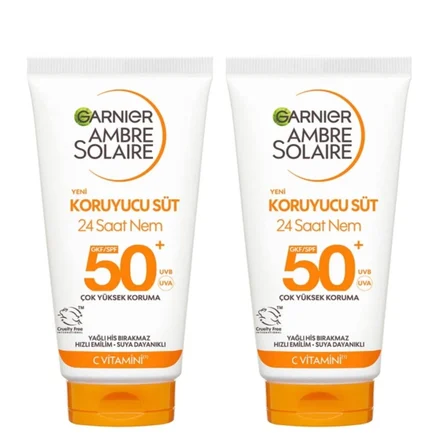 Garnier Ambre Solaire Kuruma Karşıtı Koruyucu Süt Güneş Kremi SPF50+ 50 ML x 2 adet