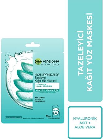 Garnier Hyaluronik Aloe Temizleyici Kağıt Yüz Maskesi