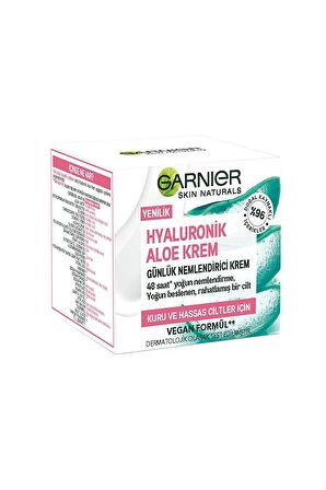 Garnier Hyaluronik Aloe Hassas ve Kuru Ciltler İçin Su Bazlı Yağsız Nemlendirici Yüz Bakım Kremi 