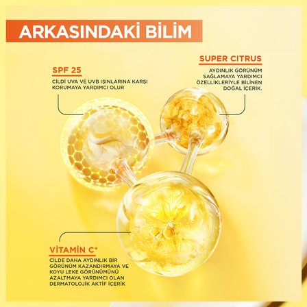 Garnier Vitamin C 2'si 1 Arada Aydınlatıcı Serum Krem, UVA, UVB, Yüz Güneş Kremi