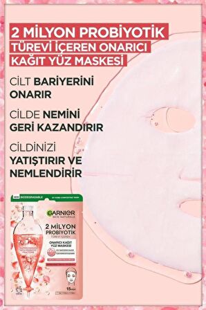 Garnier 2 Milyon Probiyotik Türevi Içeren Onarıcı Kağıt Yüz Maskesi