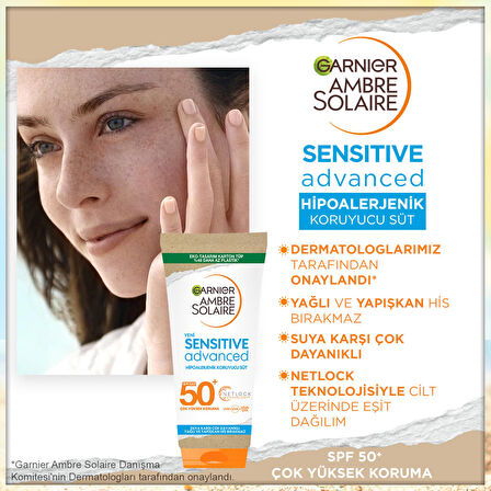 Garnier Ambre Solaire Sensitive Advanced Hipoalerjenik Güneş Koruyucu Süt Spf50+ 175Ml