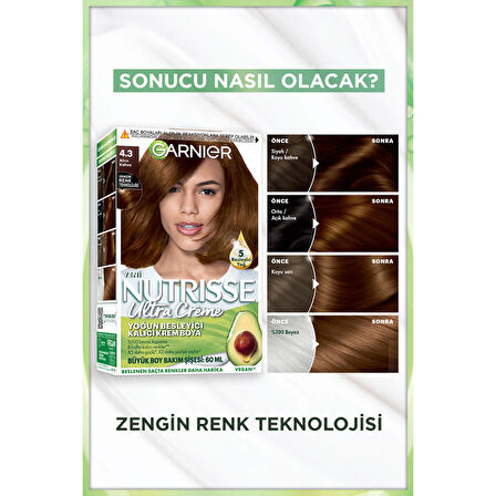 Garnier Nutrisse Yoğun Besleyici Kalıcı Krem Saç Boyası 4.3  Altın Kahve