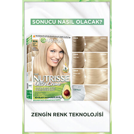 Garnier Nutrisse Yoğun Besleyici Kalıcı Krem Saç Boyası 10.1A Ekstra Açık Küllü Sarı