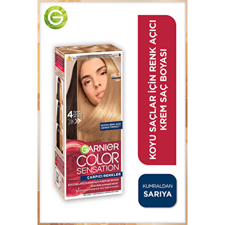 Garnier Çarpıcı Renkler HL3 Koyu Saçlar için Sarı Saç Açıcı Krem Saç Boyası