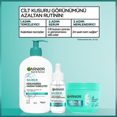 Garnier Salisilik Cilt Kusuru Görünümü Karşıtı Maske, (3% Niasinamid, AHA, Centella Asiatica), Vegan & Cruelty Free