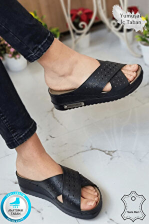 Erika Kadın Günlük Hasır Desenli Terletmeyen Anatomik Ortopedik Taban Anne Dışarı Ev Terliği