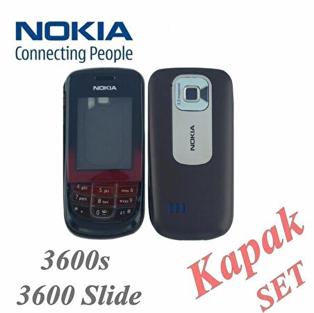 Nokia 3600s Kapak Nokia 3600s uyumlu Siyah ön Kapak Arka Kapak Tuş Takımı 