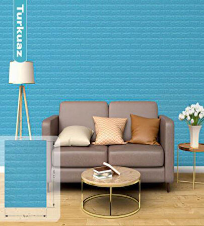 Kağıdı Kendinden Yapışkanlı 70X77cm 1 Adet Çoçuk Odası Salon Ofis Mavi Taş Tuğla 3D Duvar Nw05