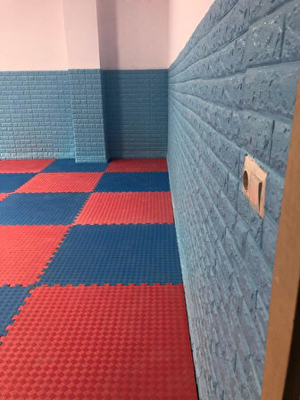 Kağıdı Kendinden Yapışkanlı 70X77cm 1 Adet Çoçuk Odası Salon Ofis Mavi Taş Tuğla 3D Duvar Nw05