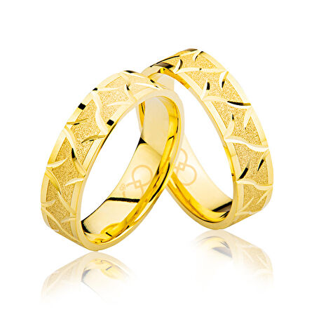 Sarı Desenli Altın Alyans 3602-2