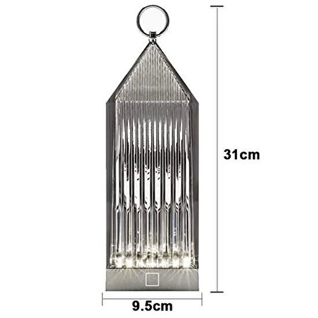 İpek Yıldızı® Fener Model USB Şarjlı Dokunmatik 3 Farklı Işık Modlu Masa Üstü Kristal Akrilik Lamba Led
