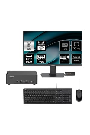 Nuc 15 Pro Slim Core 7 240H 8GB RAM 512GB SSD 27" FHD FreeDOS RNUC15CRKC700002P517 Mini PC + Per4 USB