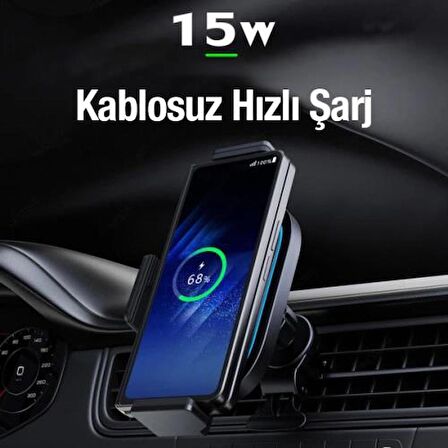 Coofbe Super Şarj 15W Araç Şarjı Galaxy Z Fold 4-3 Şarj Wireless Şarj Araç İçi Telefon Tutucu