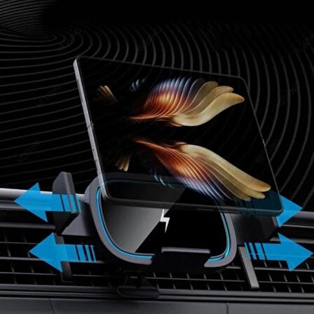 Coofbe Super Şarj 15W Araç Şarjı Galaxy Z Fold 4-3 Şarj Wireless Şarj Araç İçi Telefon Tutucu