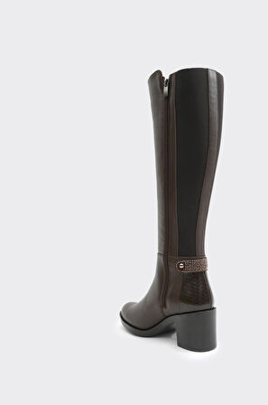 Hakiki Deri Topuklu Kadın Çizme