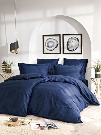 Çizgili Desenli Cotton Nevresim Takımı 150x220