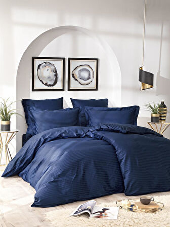 Çizgili Desenli Cotton Nevresim Takımı 150x220