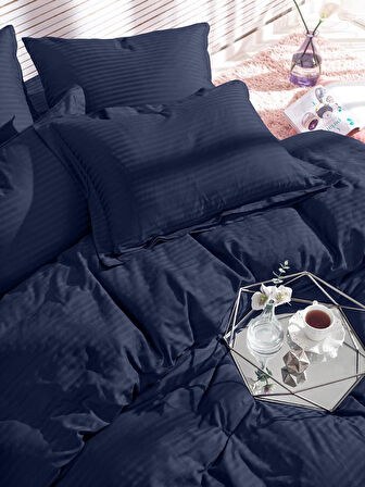 Çizgili Desenli Cotton Nevresim Takımı 150x220