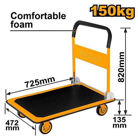 Ingco Katlanabilir Platform El Arabası Yük Taşıma Arabası 150Kg HPHT11502