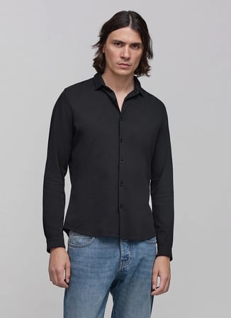 İkks Regular Fit Gömlek Yaka Siyah Erkek Gömlek MT12183