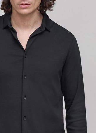 İkks Regular Fit Gömlek Yaka Siyah Erkek Gömlek MT12183