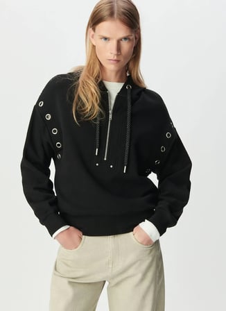 İkks Siyah Kadın Kapüşonlu Standart Fit Sweatshirt B215035