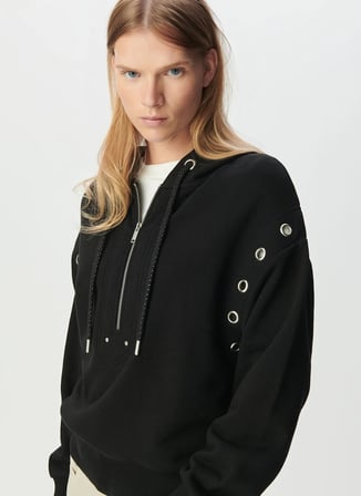 İkks Siyah Kadın Kapüşonlu Standart Fit Sweatshirt B215035