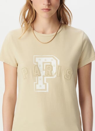 İkks Yuvarlak Yaka Baskılı Bej Kadın T-Shirt B210125